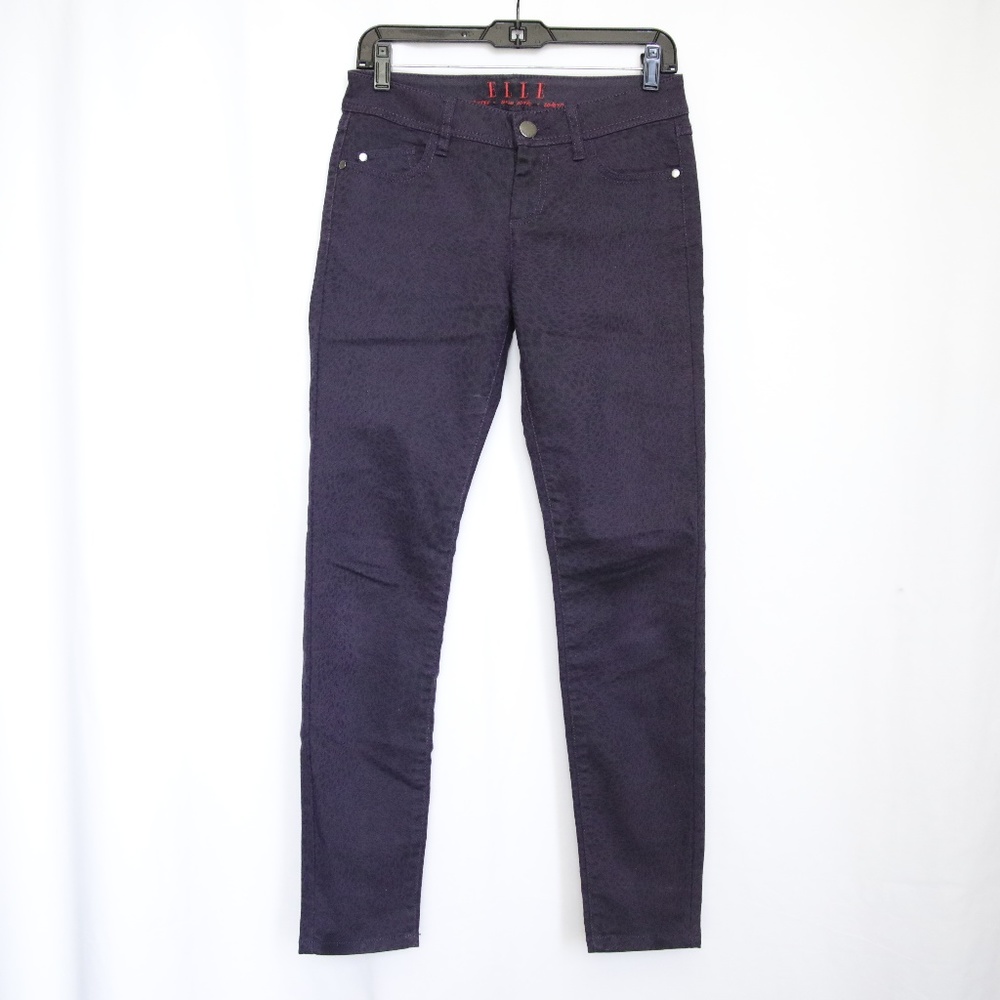 ELLE Purple Black Leopard Skinny Jeans  size 4